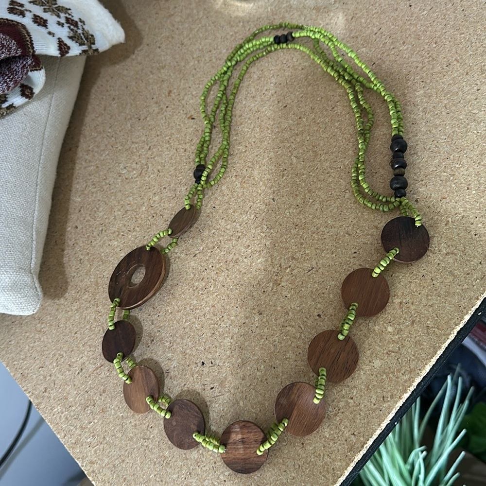 Beautiful wooden beaded necklace